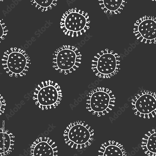 Bacteria or virus Seamless Pattern, Hand Drawn symbol background. Vector illustration