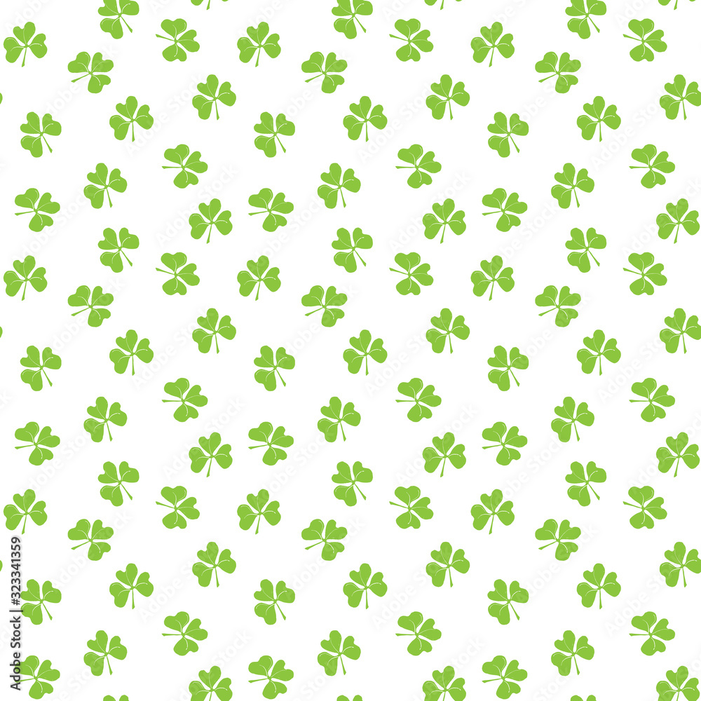 Clover leaf seamless pattern, hand drawn doodle vector illustration. St Patricks Day symbol, Irish lucky shamrock background Clover leaf seamless pattern, hand drawn doodle vector illustration. St Patricks Day symbol, Irish lucky shamrock background