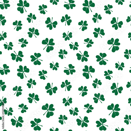 Clover leaf seamless pattern  hand drawn doodle vector illustration. St Patricks Day symbol  Irish lucky shamrock background