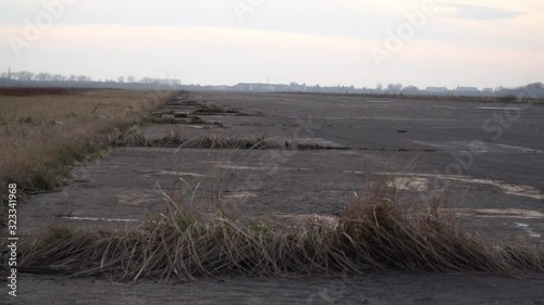 Old abandoned runway at a closed airport