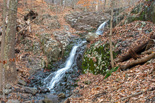 A small, unnamed waterfall near Hemlock Falls in South Mountain Reservation and part of the Watchung Mountains, in Essex County, New Jersey.  photo