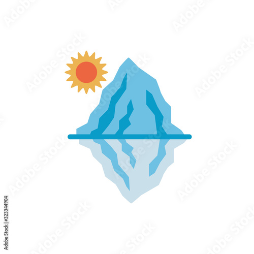 iceberg with sun flat style