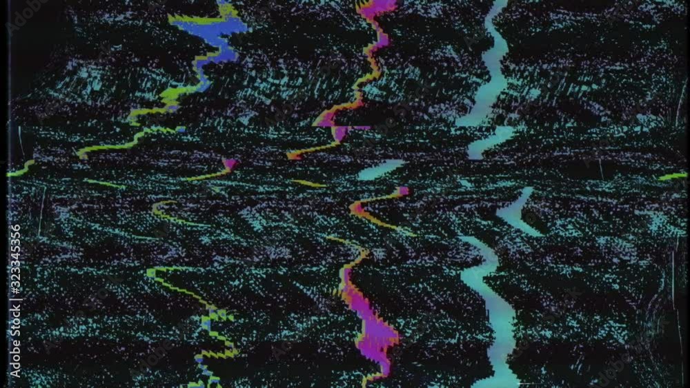 Glitch noise static television VFX. No signal. Old TV. Glitch Error Video Damage. Bad signal. VHS. Retro futurism 80s 90s dynamic wave style. Digital TV Noise flickers. Video background. Vintage