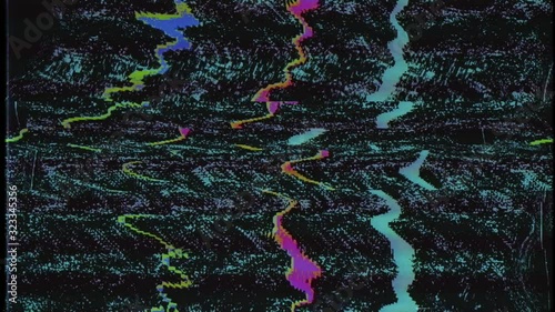 Glitch noise static television VFX. No signal. Old TV. Glitch Error Video Damage. Bad signal. VHS. Retro futurism 80s 90s dynamic wave style. Digital TV Noise flickers. Video background. Vintage