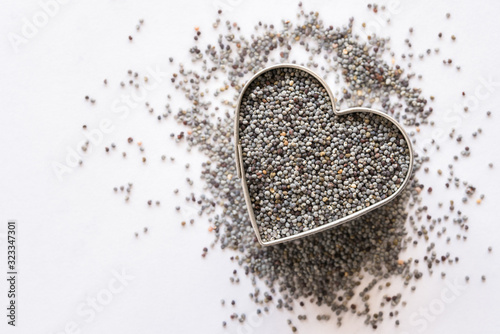Poppy Seeds in a Heart Shape