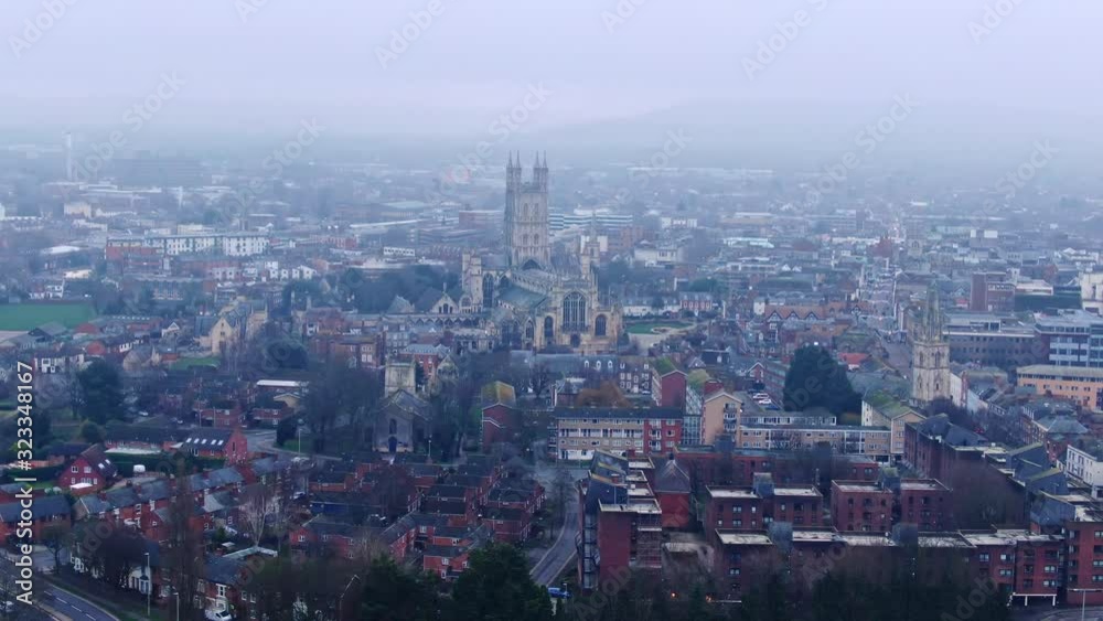 City of Gloucester and Gloucester Cathedral in England - aerial view -aerial photography City of Gloucester and Gloucester Cathedral in England - aerial view -aerial photography