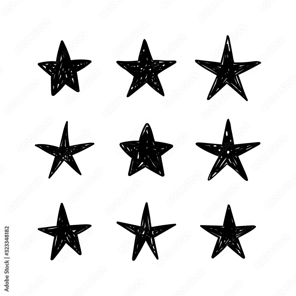 Obraz premium Hand drawn stars, doodle star collection