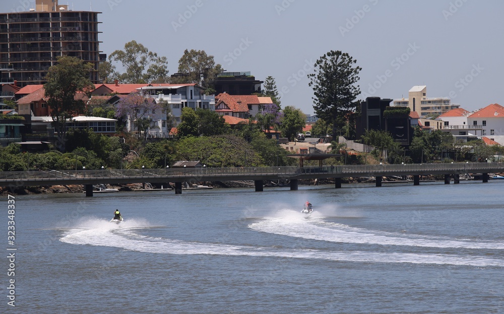 Obraz premium view of people water skying 