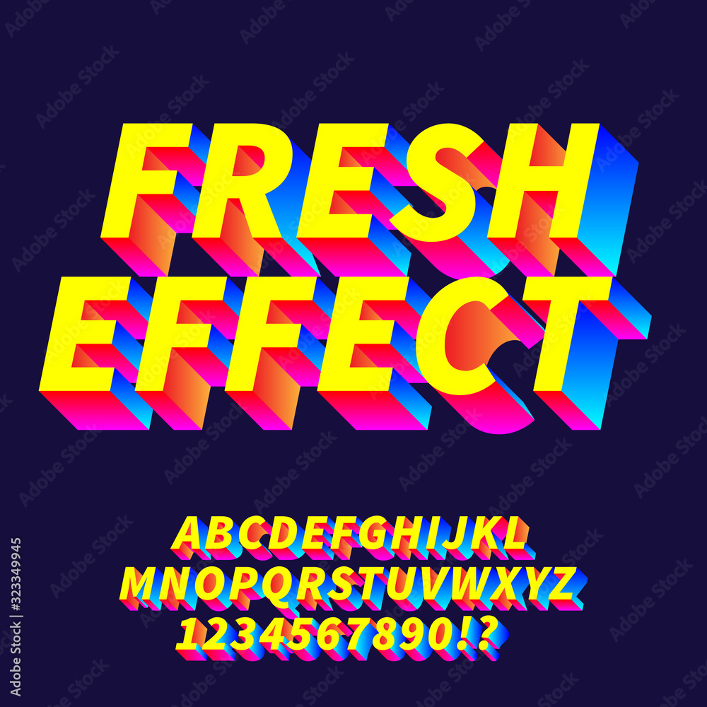 Obraz premium Fresh font effect gradient alphabets