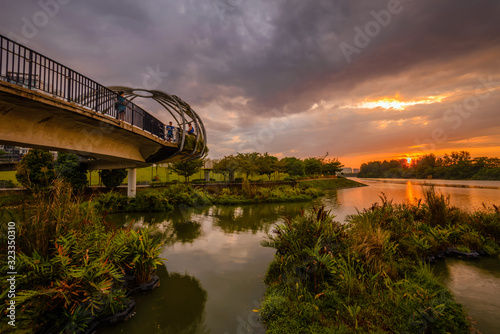 Jan 13/2019 Sunset at Jewel bridge, Punggol Park connector, Singapore