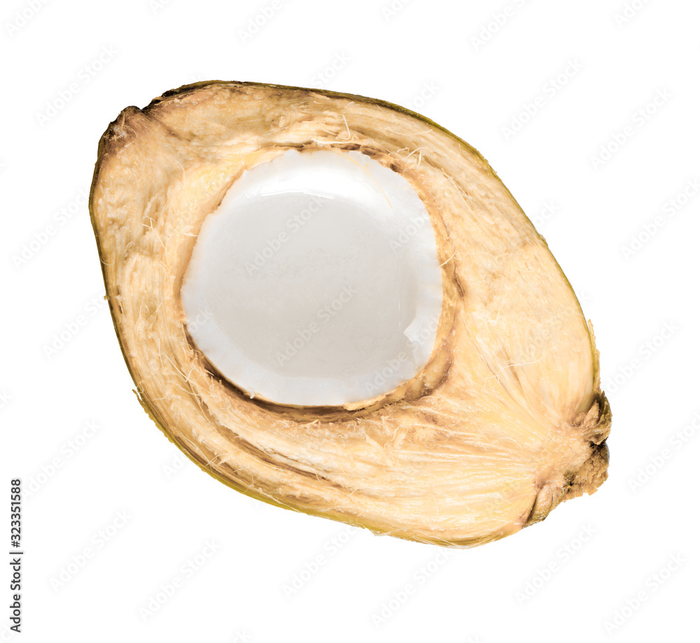.Coconut Ripe and tasty isolated on white background .Coconut Ripe and tasty isolated on white background