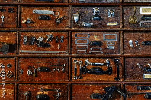 Stockholm, Sweden Drawers in an old hardware store. photo