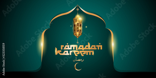 ramadan kareem gold islamic card, banner, poster vector illustration background