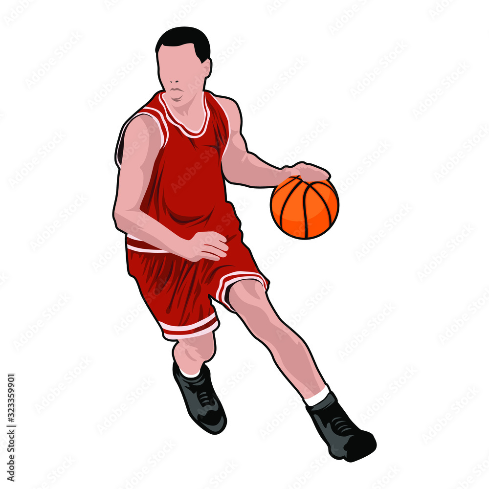 Basketball player with a ball. Basketball player illustration vector