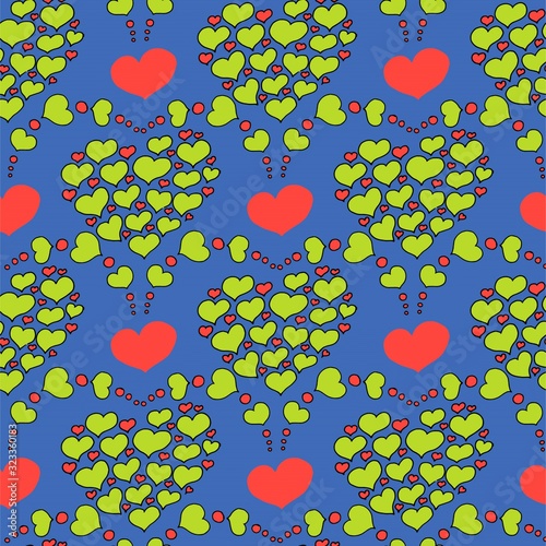Valentine's day seamless pattern with coffee cup and hearts. Beautiful greeting card with valentines day seamless pattern. Red heart valentine love logo vector. Holiday background.Vector illustration