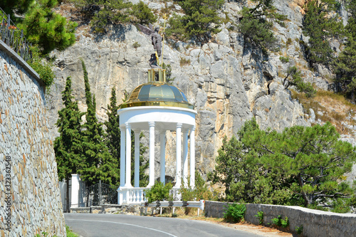Crimea. Gazebo at the Church of St. Michael in the mountain monastery