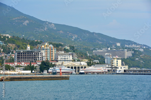 Crimea. Yalta. View of the sea port from the sea.