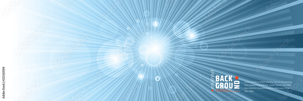 Sun light effect on blue background with copy space