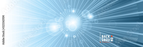 Sun light effect on blue background with copy space