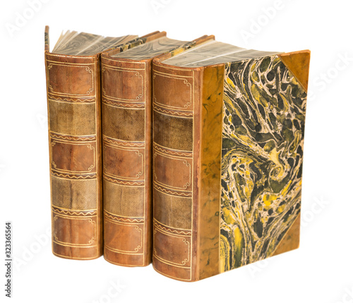 Аntique books on white back...