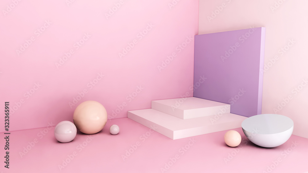 Cosmetic stand backdrop concept on pink background 3d render - obrazy, fototapety, plakaty 