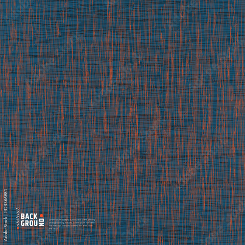 Dark blue Background with threads, natural linen. Vector
