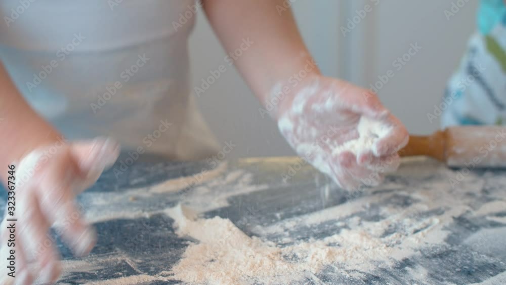 Girl playing with flour Girl playing with flour