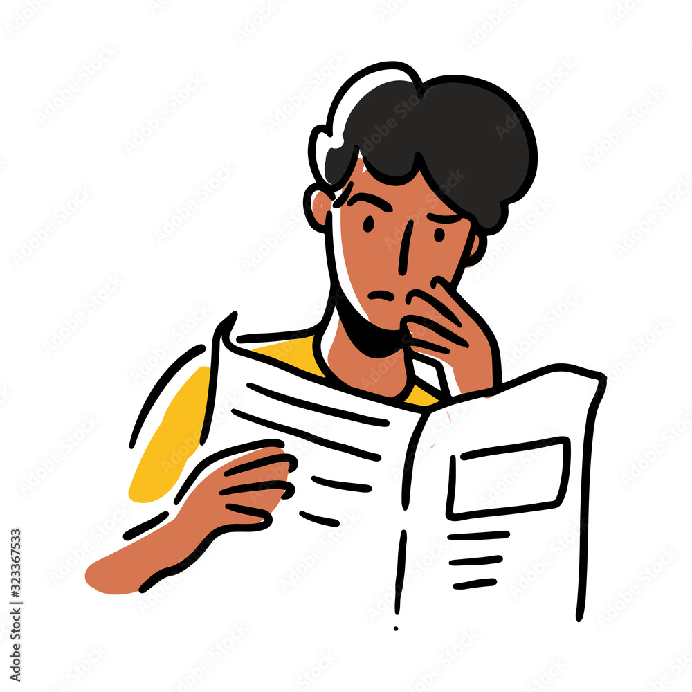 Man people avatar, isolated on white background. hand drawn line art cartoon vector illustration.