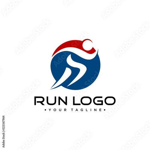 Run logo template. Sport logotype template, sports club, running club and fitness vector logo design template