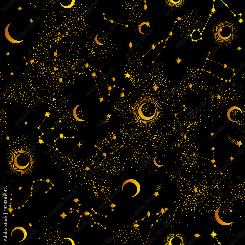 Gold stars on a black background