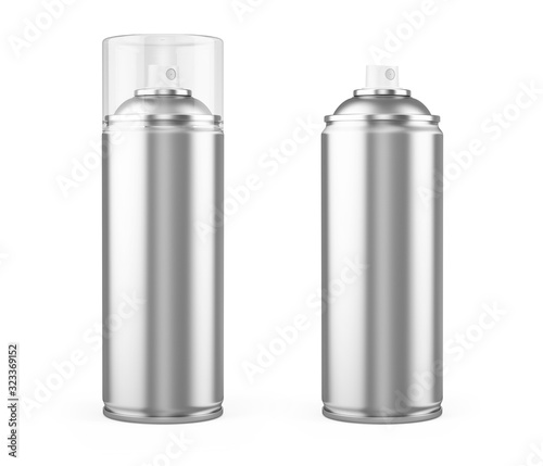 Blank aluminum can of spray paint isolated on white background - 3d rendering.