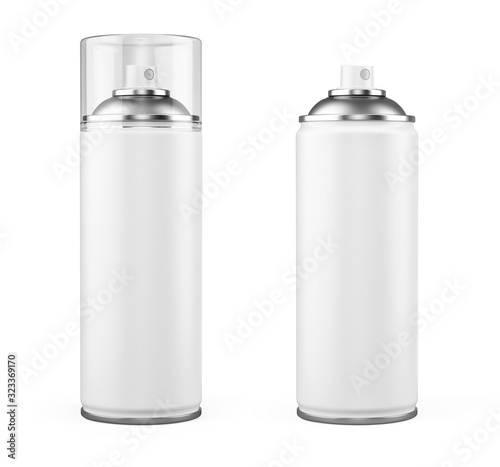 Fotografie Blank aluminum white can of spray paint isolated on white background - 3d rendering