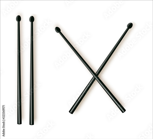 Drumsticks vector for rock band concept in black and white