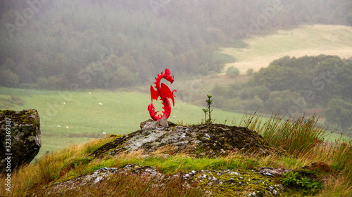 Welsh red dragon symbol in the Snowdonia National Park