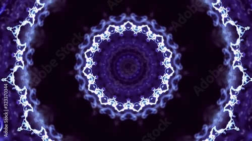 Purple Kaleidoscope ornament , flowers animation,Complex star geometric pattern evolves and fades to black