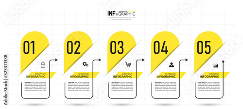  Timeline Infographics design template, linear concept with 5 steps