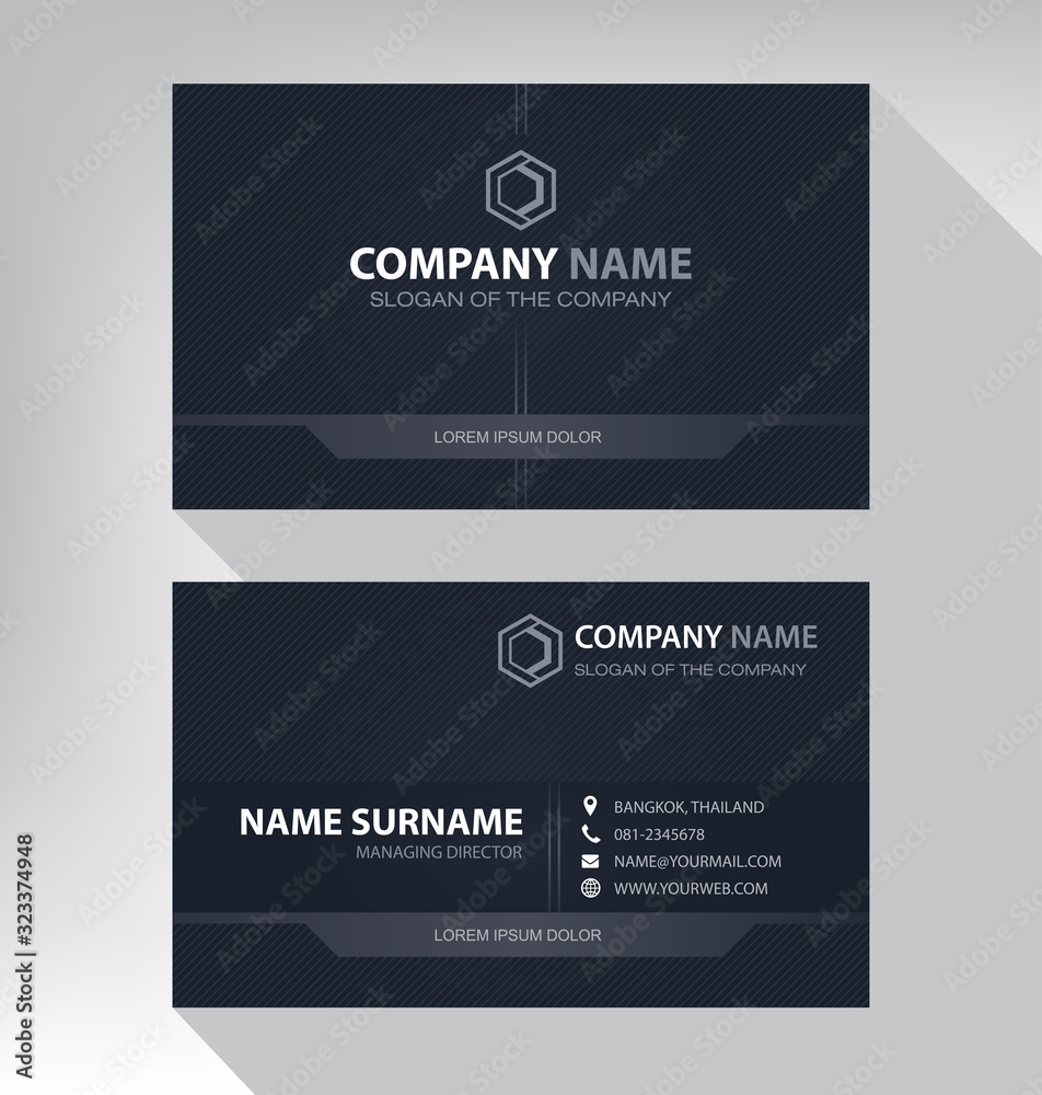 Business card in modern style black gray white
