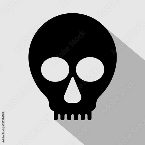 Skull with shadow icon. Halloween symbol. Vector stock illustration