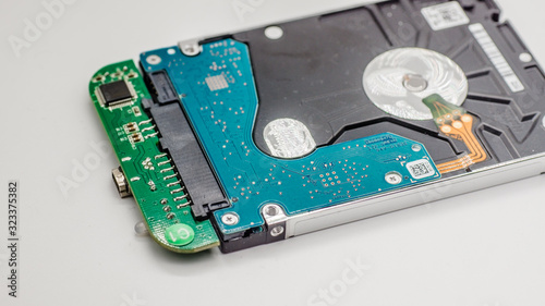Computer hard disk drive close up