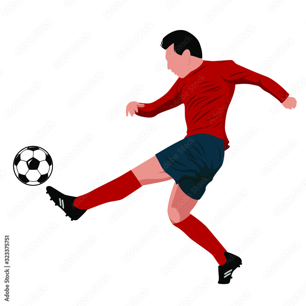 football and soccer players vector illustration. Soccer Player Kicking Ball Vector Illustration. Soccer player kicking ball, polygonal vector illustration. Vector Illustration in Simple Flat Style of