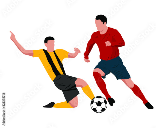 football and soccer players vector illustration. Soccer Player Kicking Ball Vector Illustration. Soccer player kicking ball, polygonal vector illustration. Vector Illustration in Simple Flat Style of © Adrigi