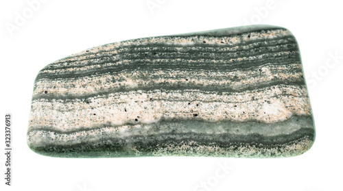polished skarn rock cutout on white