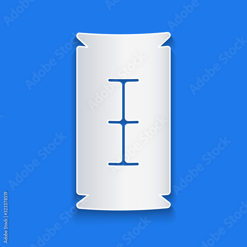 Paper cut Blade razor icon isolated on blue background. Paper art style. Vector Illustration
