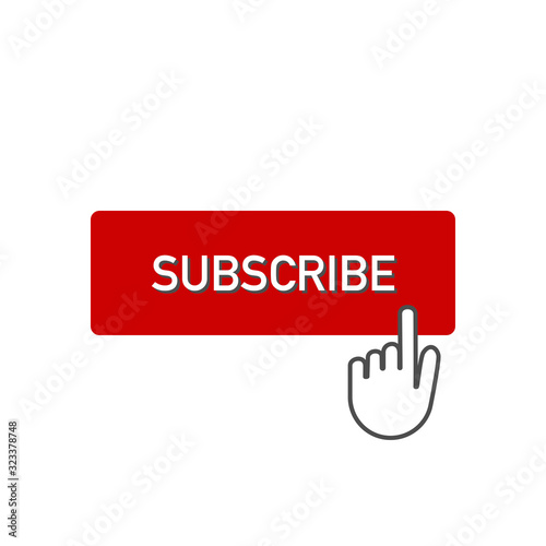 Button with subscribe video channel. Vector icon