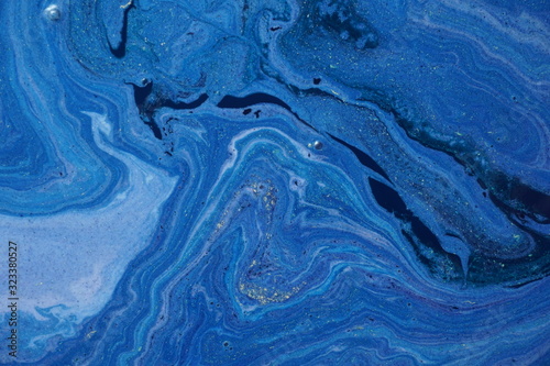 Natural Luxury. Phantom blue. Marbleized effect. Ancient oriental drawing technique. Marble texture. Acrylic painting- can be used as a trendy background for posters, cards, invitations.