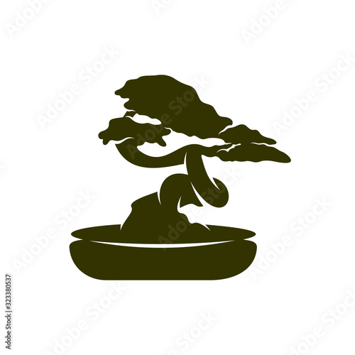 Bonsei logo vector design template, Silhouette Bonsei logo, Illustration