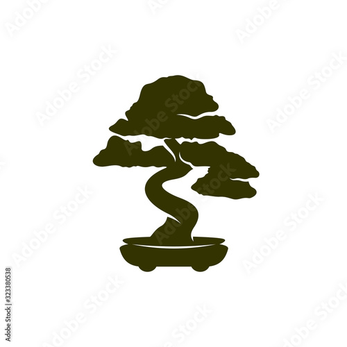 Bonsei logo vector design template, Silhouette Bonsei logo, Illustration
