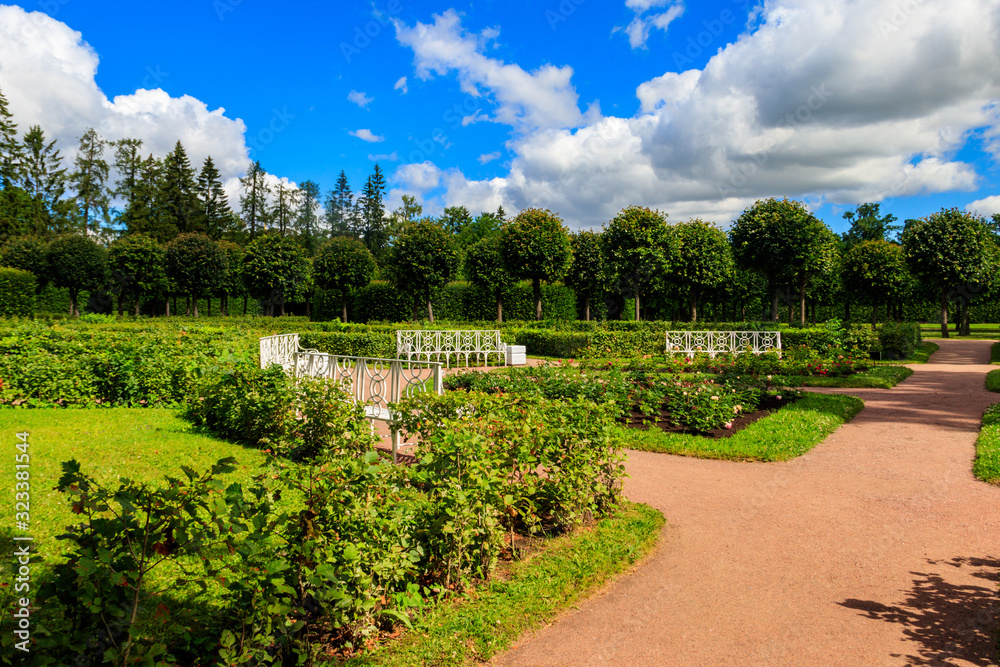 Formal garden in Catherine Park in Tsarskoye Selo, Pushkin, Russia
