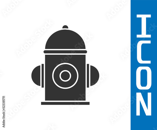 Grey Fire hydrant icon isolated on white background.  Vector Illustration