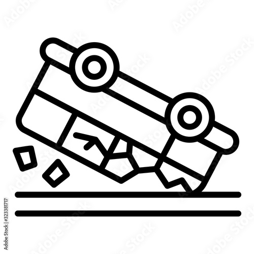 Bus accident icon. Outline bus accident vector icon for web design isolated on white background